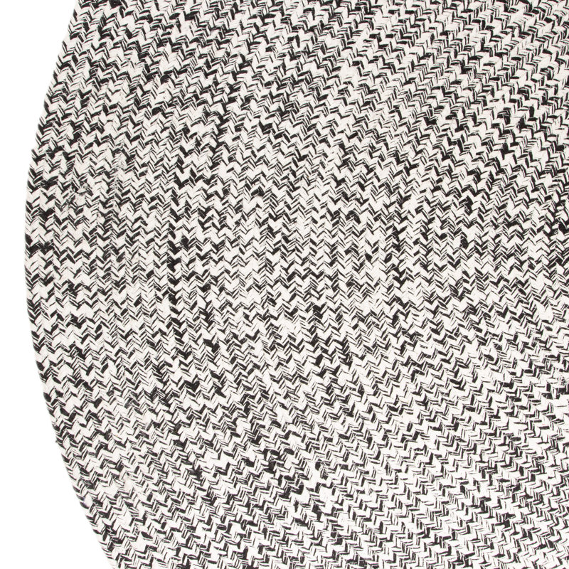 Tapis noir et blanc tressé Ociuso, Demi-cercle 1 pi 8 po x 3 pi 4 po