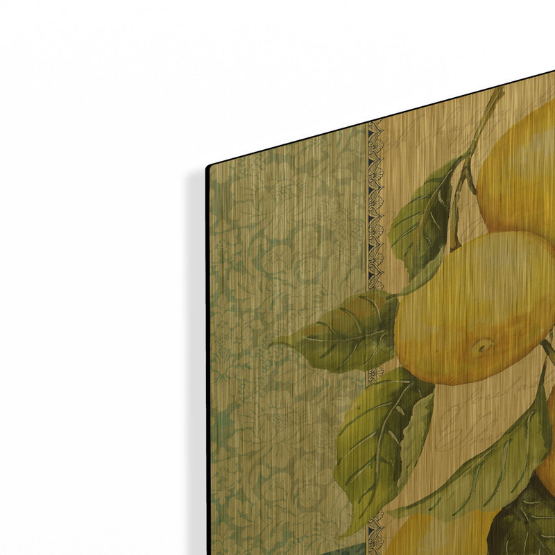 «Patchwork Lemons A» par Jean Plout, art mural en métal doré, 24 po x 24 po, 24"x24"
