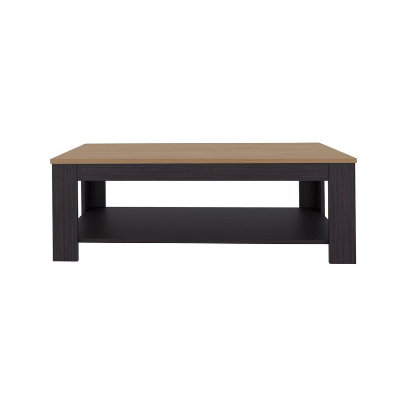 Wenge And Natural Oak Rectangular Coffee Table With Lower Shelf