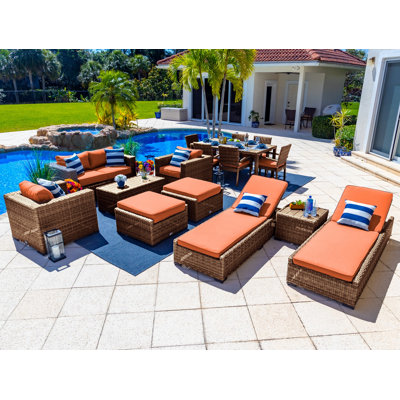 Tuscany Collection In Brown 14 - Person Patio Conversation Set with Cushions