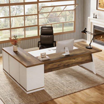 78.7" L-Shaped Executive Desk with 55.1" Storage Cabinet