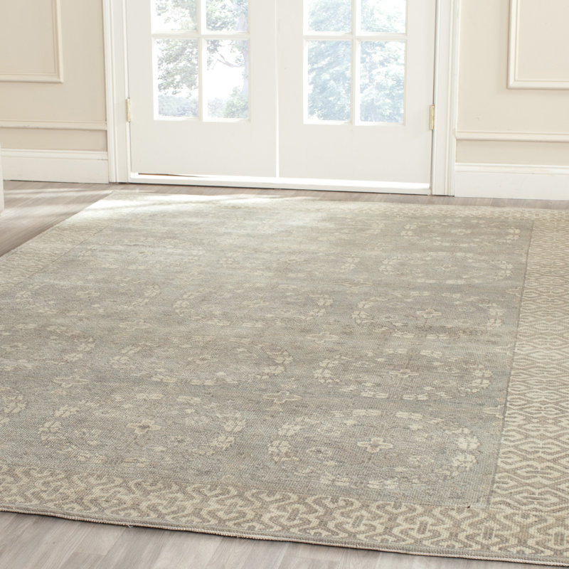 Oushak Oriental Hand-Knotted Wool Gray Area Rug, Rectangle 6' x 9'
