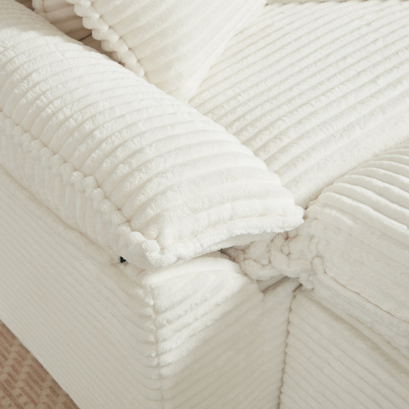 Canapé 51,77 pouces moderne à siège rembourré et à compression unique avec repose-pieds unique, Blanc