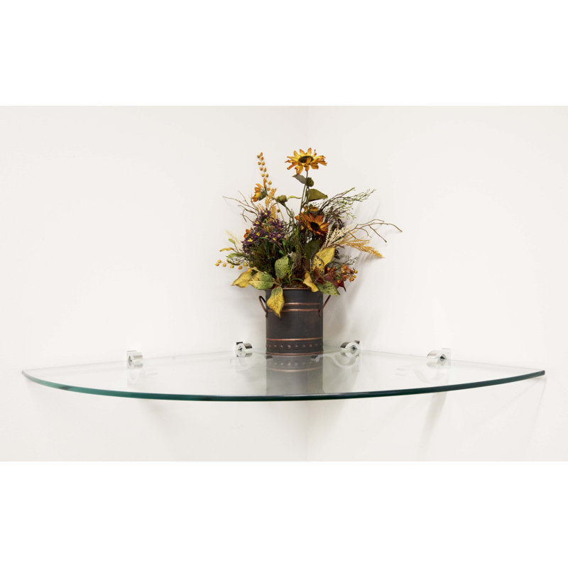 Tablette d'angle en verre, Chrome