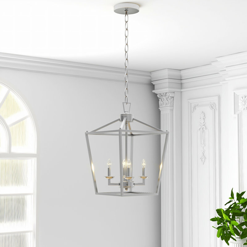 Luminaire suspendu géométrique à 4 lumières Dobson, Nickel brossé