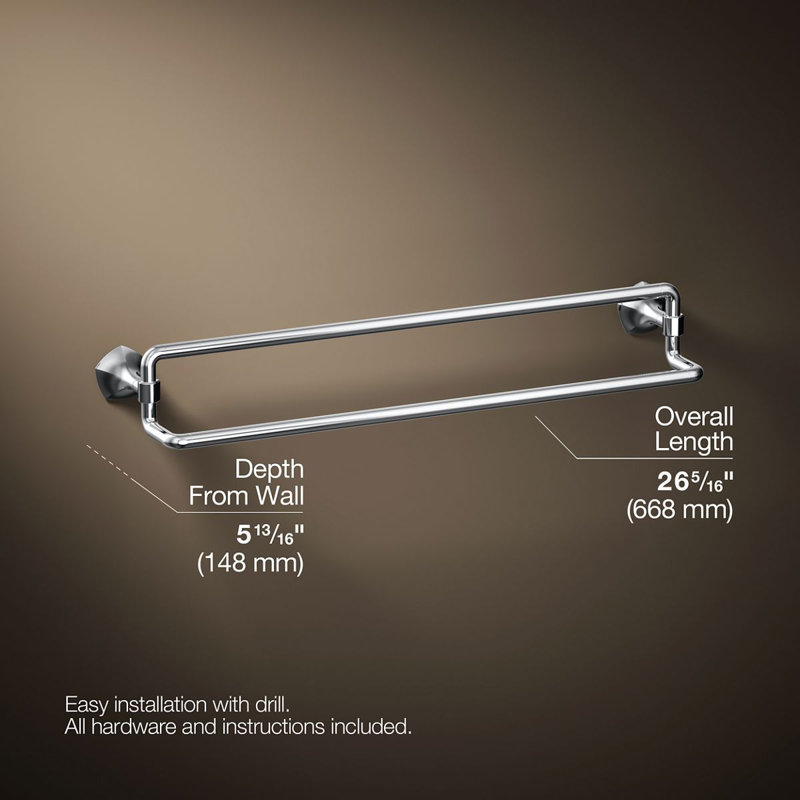 Occasion 24 In. Double Towel Bar, Polished Chrome