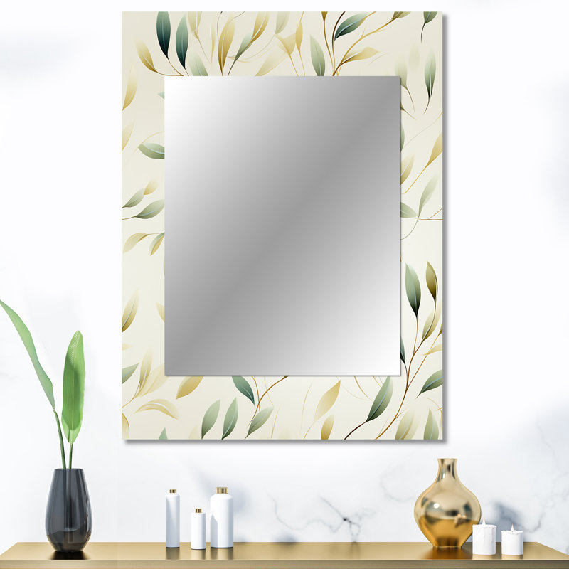 Brantleyville biologique Zen - miroir botanique, miroir mural décoratif botanique, impression d'art en métal, 40 po x 30 po
