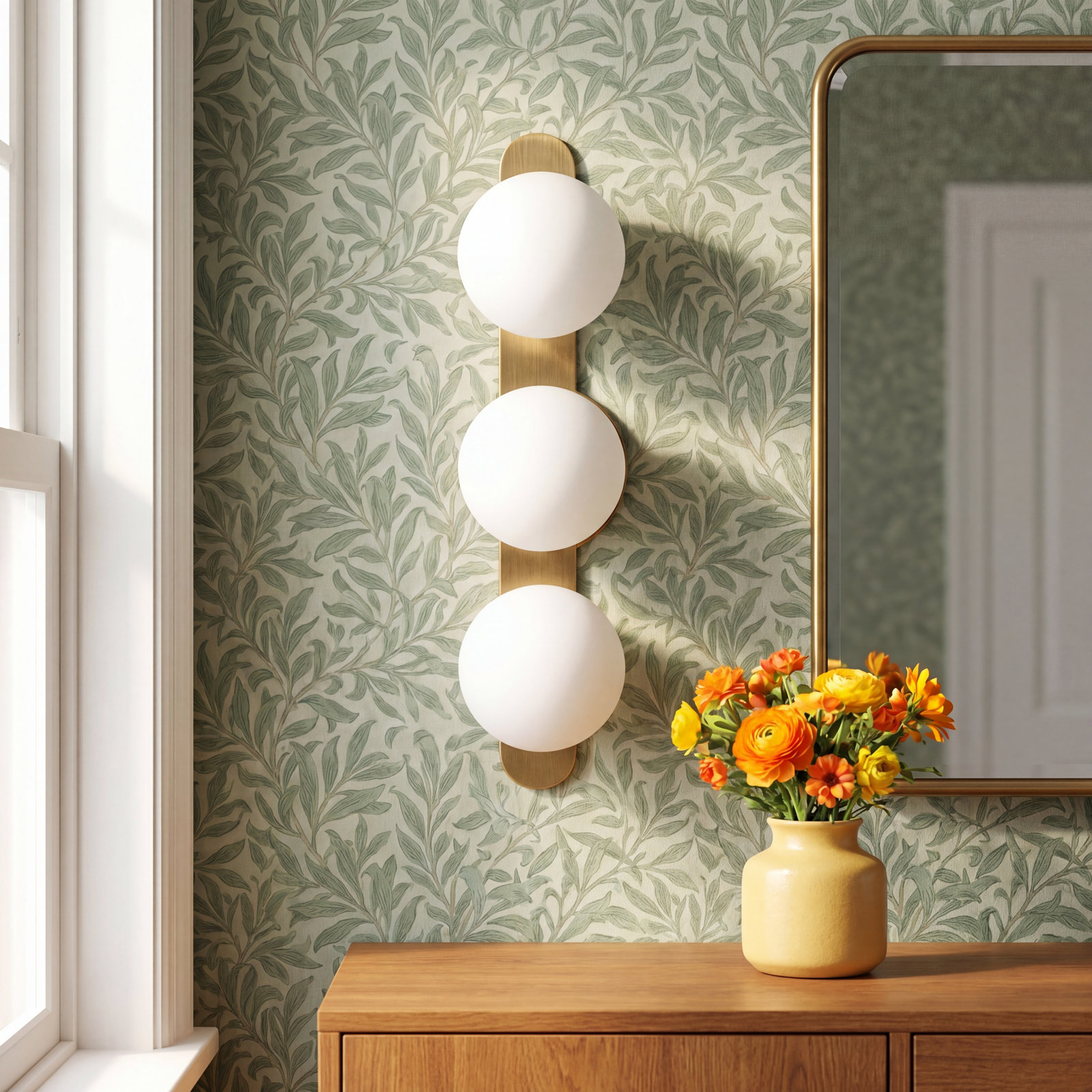 3 Light Glass Dimmable Flush Mounted Sconce