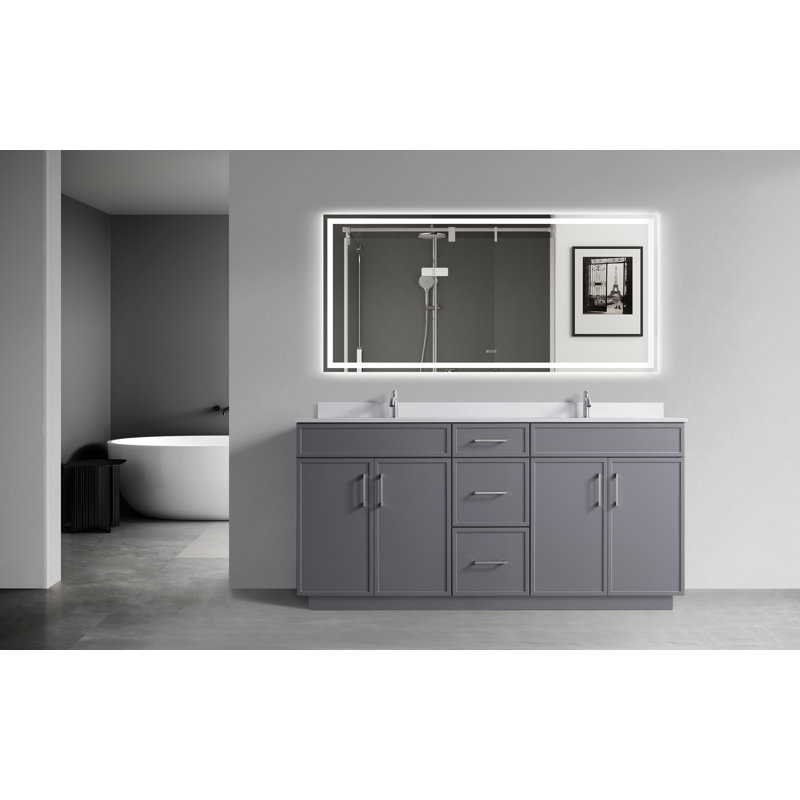 Base de meuble-lavabo double 72 po 72 po, Gris