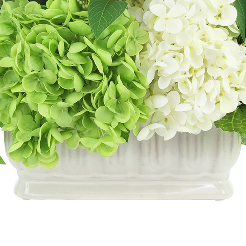 Hydrangea Arrangement in Fluted Ceramic Vase