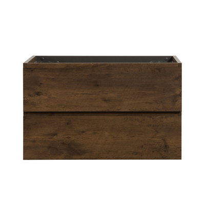 Armoire murale de couleur noyer sans vasque 36 W - 105, deux tiroirs, fermeture silencieuse, rangement, armoire à fixation moderne 105, noyer, option de rangement généreuse