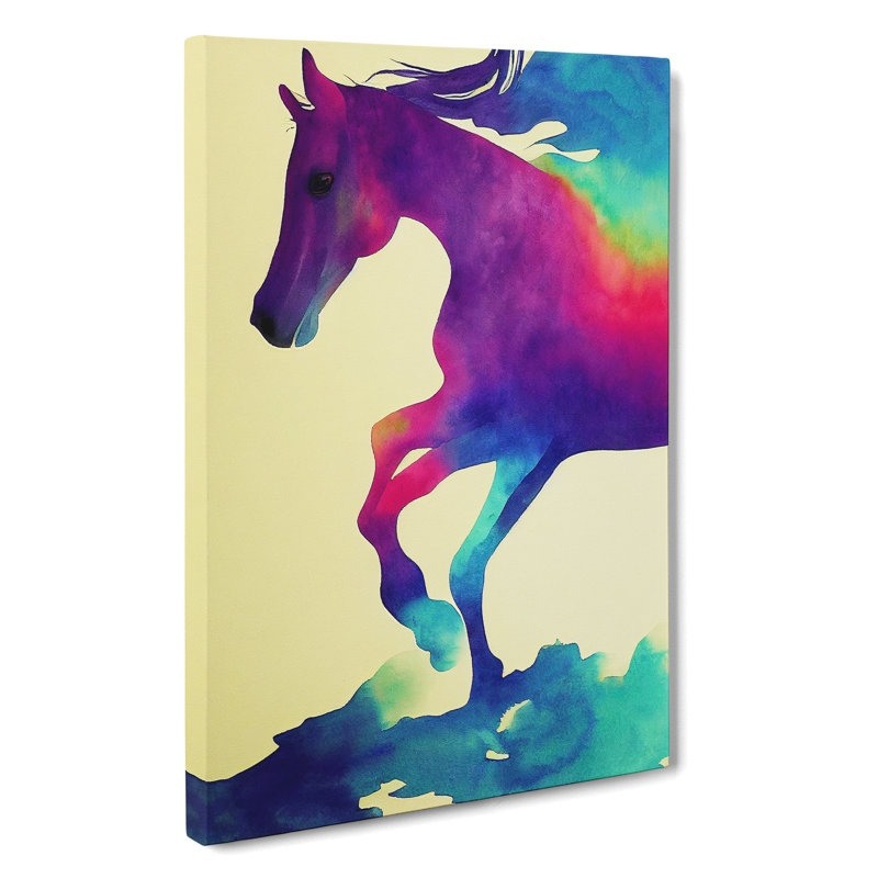 Watercolour Horse No.4 Abstract - Wrapped Canvas Painting, 50cm H x 35cm W x 3cm D
