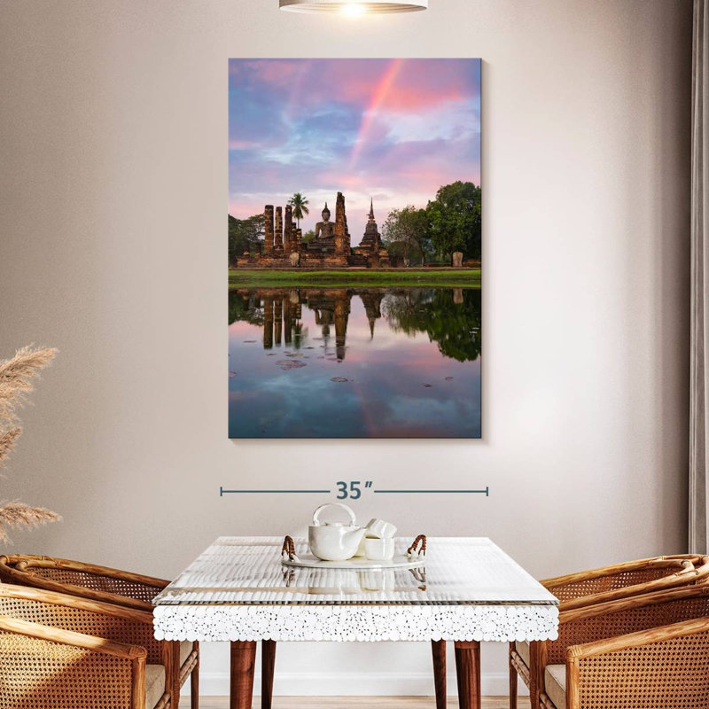 Adella Wat Mahathat Pond Reflection, 51" H x 34" W