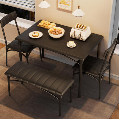 Dining Table Set for 4, Kitchen Table with 2 Chairs and bench