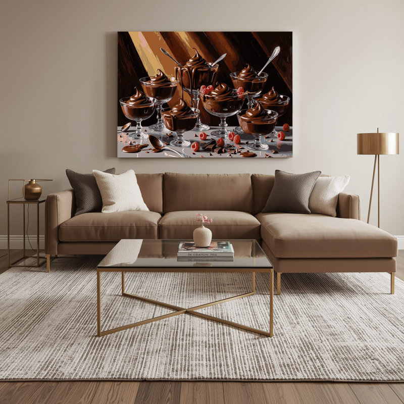 Desserts Chocolate pudding Brown Canvas Wall Art, 16" H x 20" W