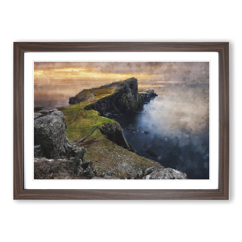 Isle of Skye in Scotland - Picture Frame Painting, Walnut, 27cm H x 36cm W x 2cm D