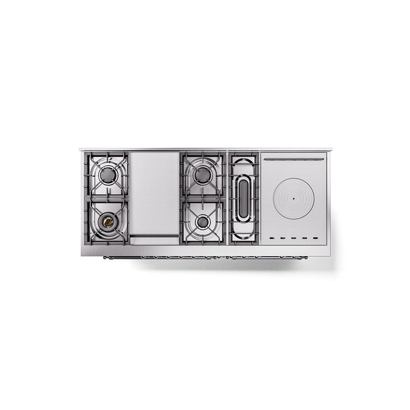 ILVE Nostalgie II 60 Dual Fuel Range, 5 Burners, Griddle, Frenchtop , Liquid Propane, Emerald Green/Chrome