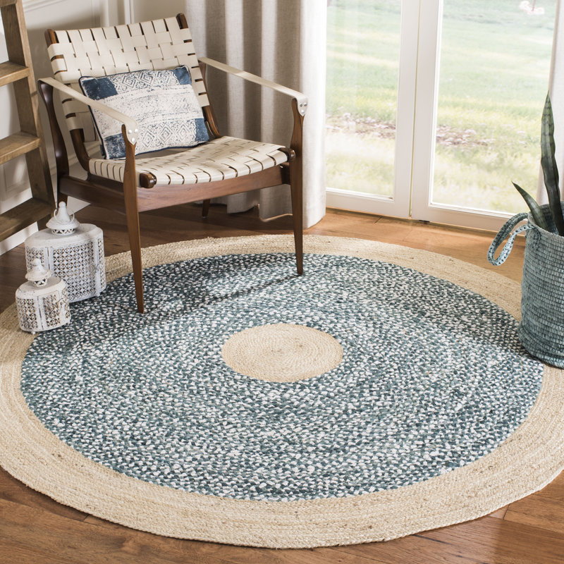 Zeitler Hand Woven Jute, Cotton Rug, Round 6'