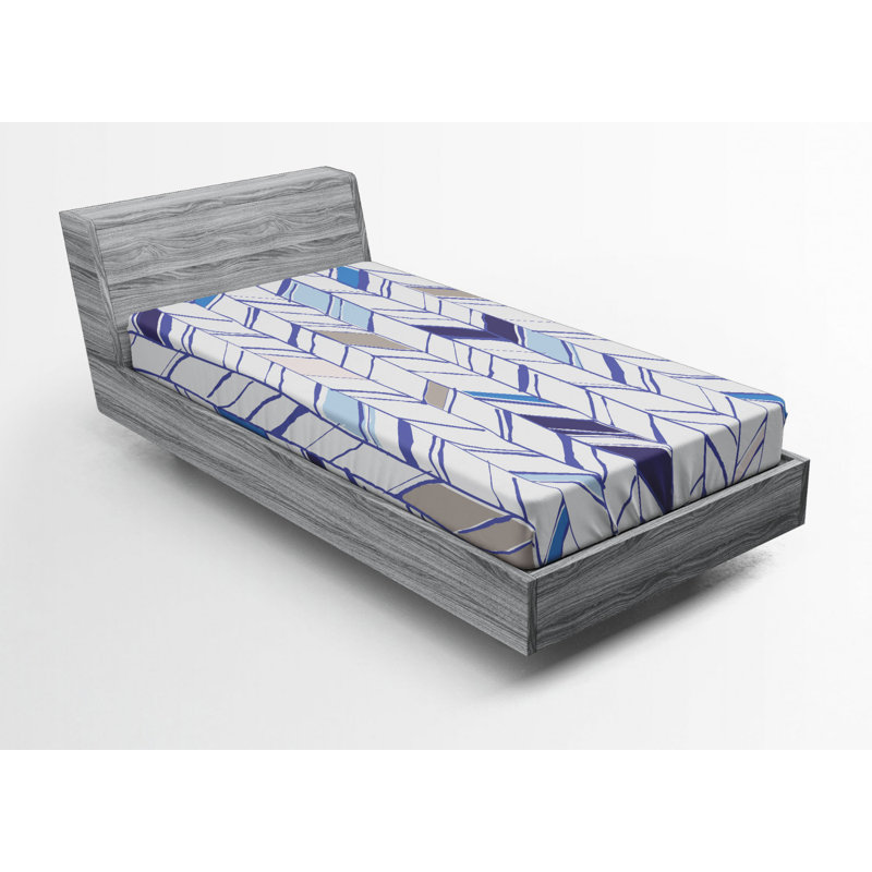 Microfiber Geometric Fitted Sheet, Twin Fitted Sheet