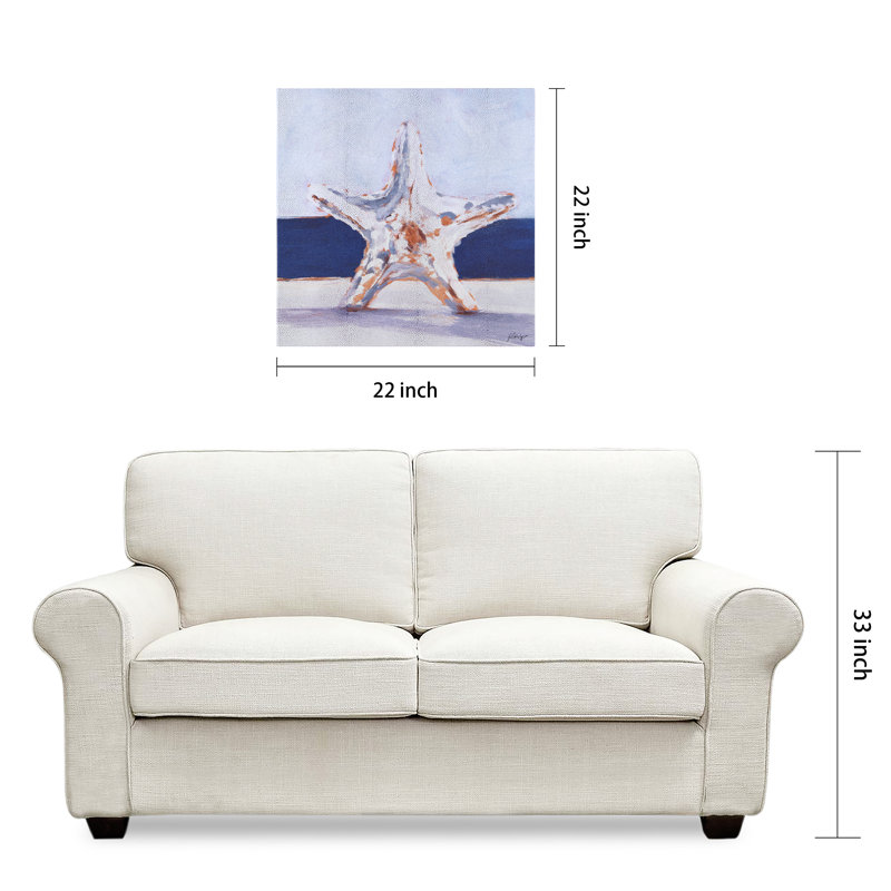 Coastal Serenity Starfish on Silver Shagreen Canvas Wall Art