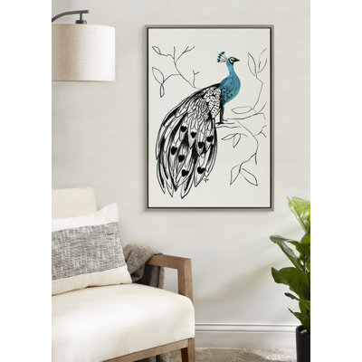 658 Peacock by Teju Reval Framed Canvas Wall Art Print
