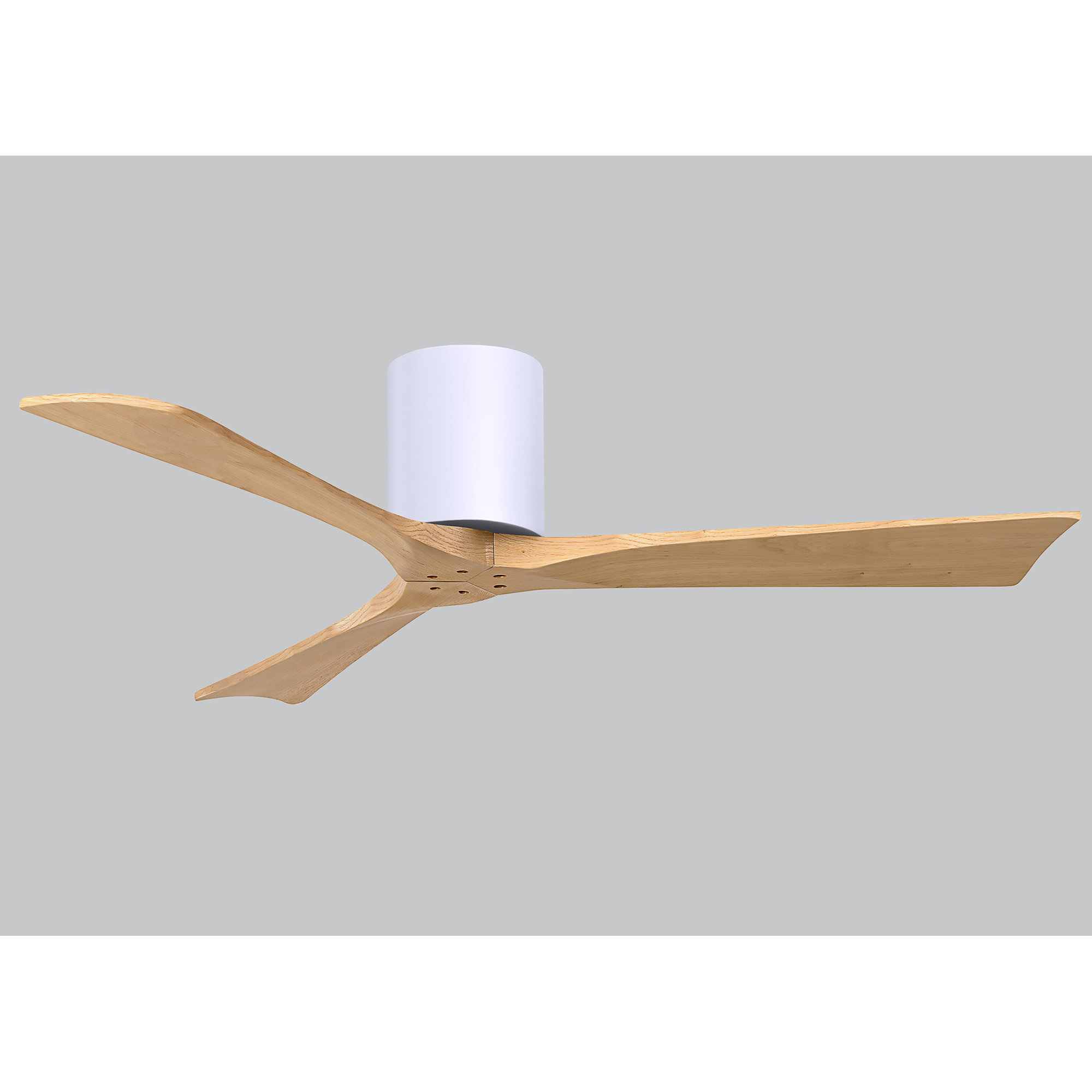 Olivier 3 Blade Ceiling Fan, Light Maple Tone, 52", Gloss White