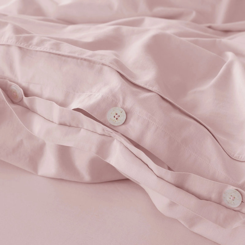 Housse de couette 100% coton à double couture certifiée GOTS, Housse de couette très grand et 2 taies, Lait de coco