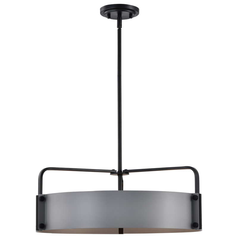 Grand luminaire suspendu 5 lumières Altos - finition grise et noir mat, Gris mat/noir