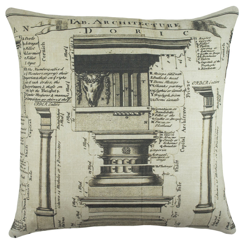 Architecture Cotton Reversible Throw Pillow