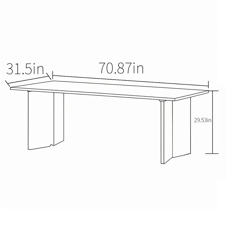 Table de salle à manger carrée en bois de frêne, H 29,53 po x L 70,87 po x l 31,5 po