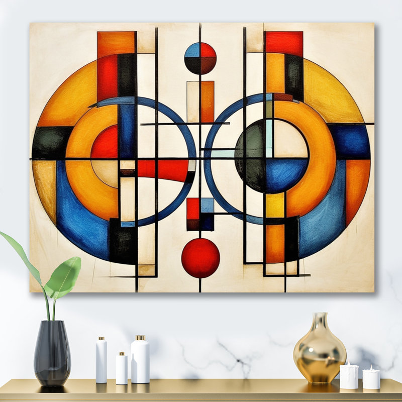 Jaune et bleu, Explorant les dimensions - formes abstraites, art mural, H 30 po x l 40 po x P 1,5 po, Toile tendue