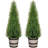 3Ft Artificial Cedar Topiary Set Of 2, Rustic Barrel Planter