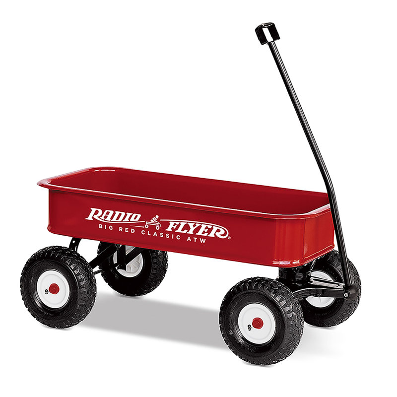 Full-Size All-Terrain Steel and Wood Pull Food & Drink Server, 19.3" H x 7.4" W x 37.6" D