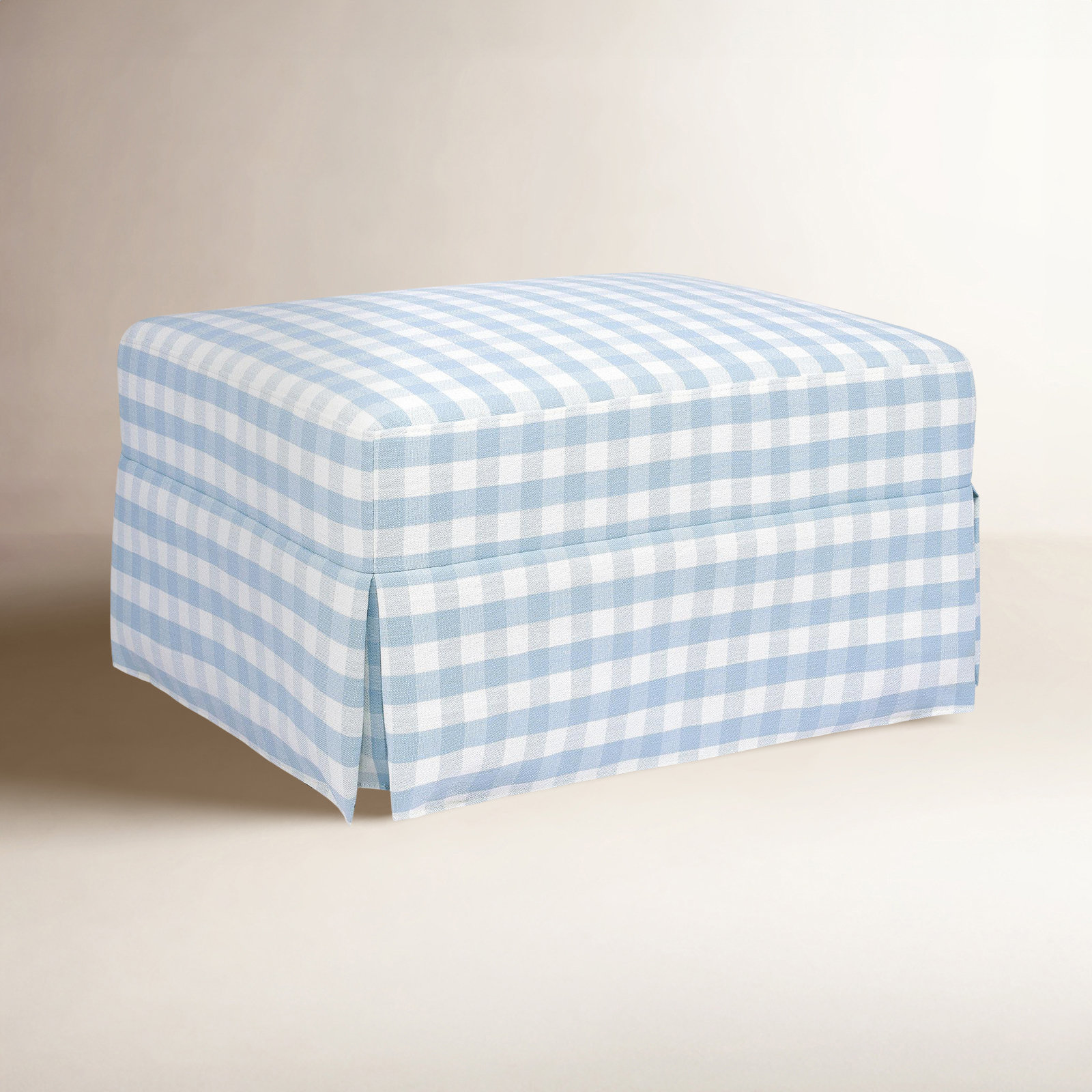 Crawford Upholstered Ottoman, Blue Gingham