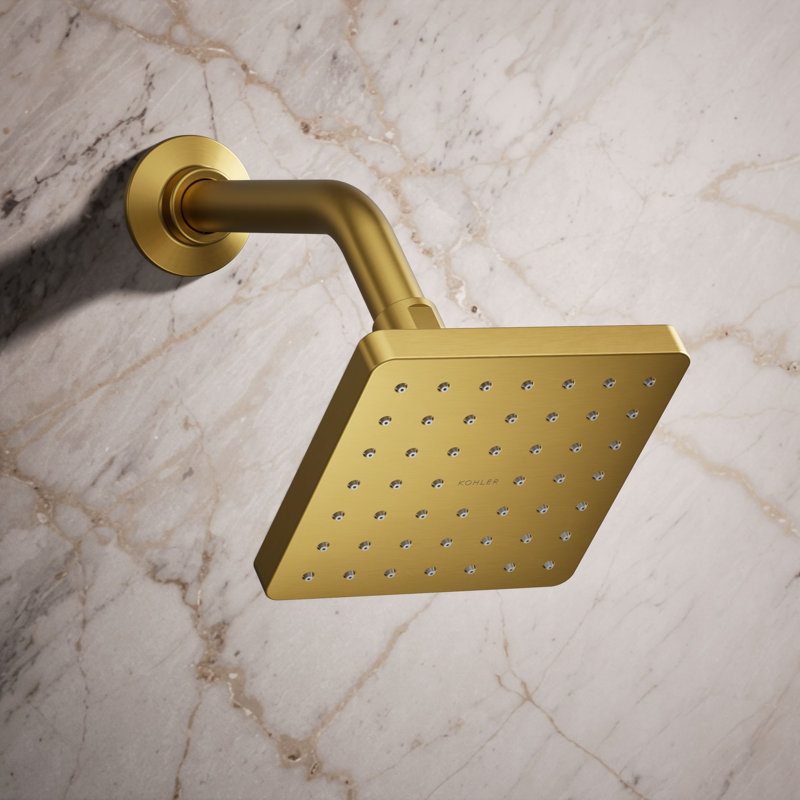 Parallel Single-Function Square Showerhead, Shower Head with One Spray, 2.5 GPM, Vibrant Brushed Moderne Brass