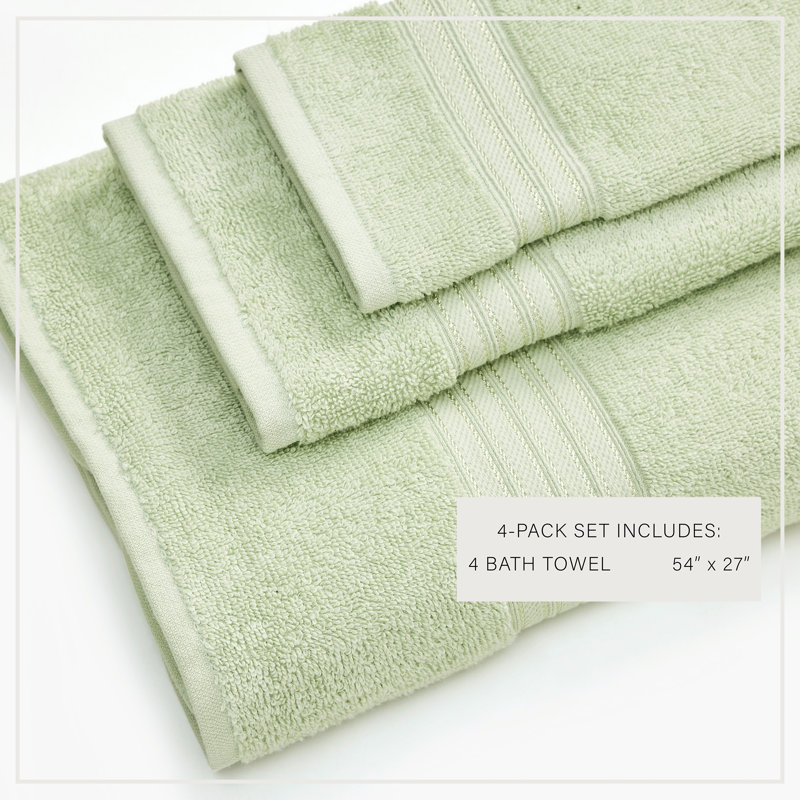 Serviettes de bain 100% coton ultra douces à séchage rapide, Vert mer