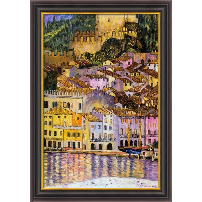 Malcesine sur le lac de Garde par Gustav Klimt - reproduction d'art encadrée, H 30 po x l 42 po x P 2 po, Cadre opulent