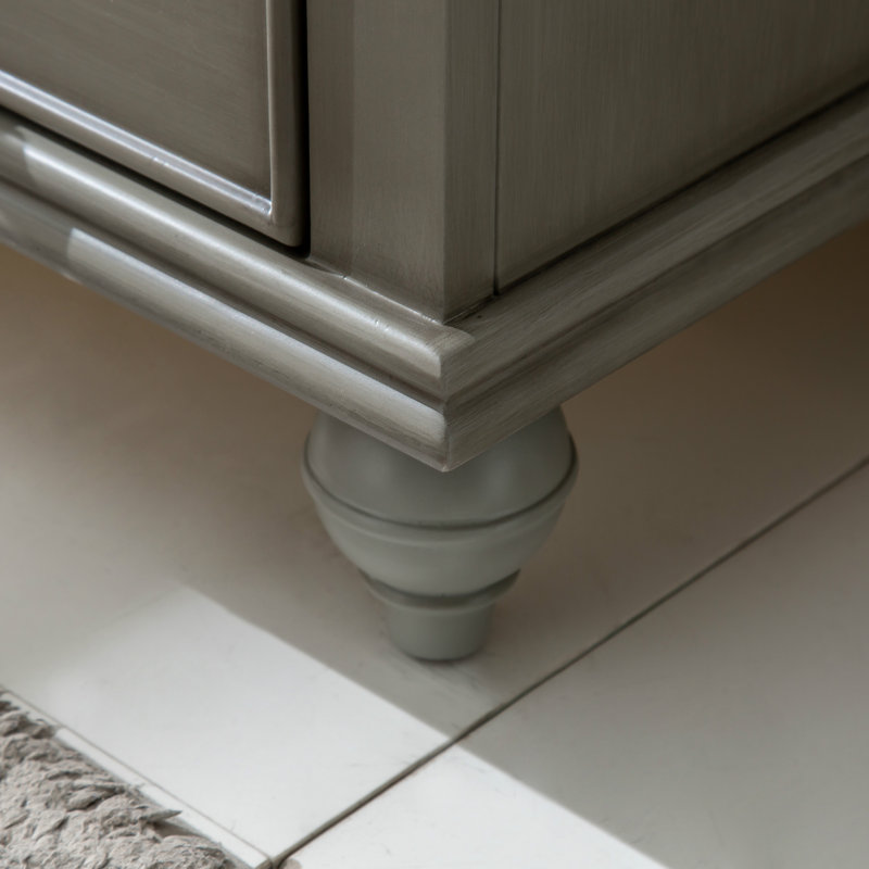 Ensemble de meuble-lavabo simple 24 po Angelissa, Gris argenté / nickel brossé, Pierre naturelle blanc de Carrare