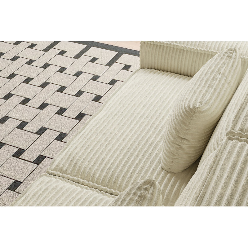 Grand canapé à rayures 106,3 pouces, style moderne, meubles de salon et de chambre à coucher, Beige