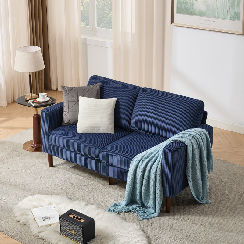  65" Classic Loveseat, Blue, Corduroy