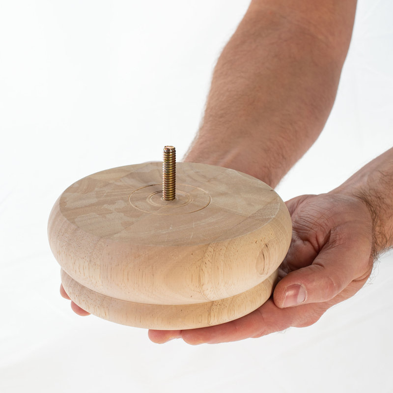 2 in x 5-1/2 in Unfinished Solid Hardwood Round Bun Foot. 1 Piece