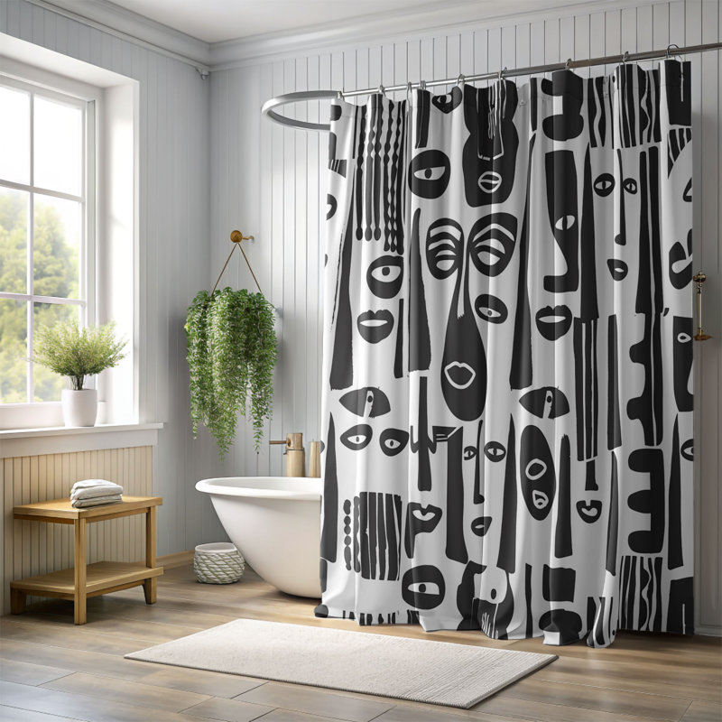 Modernist People Art - Rideau de douche standard 1 pièce, H 74 po x l 71 po