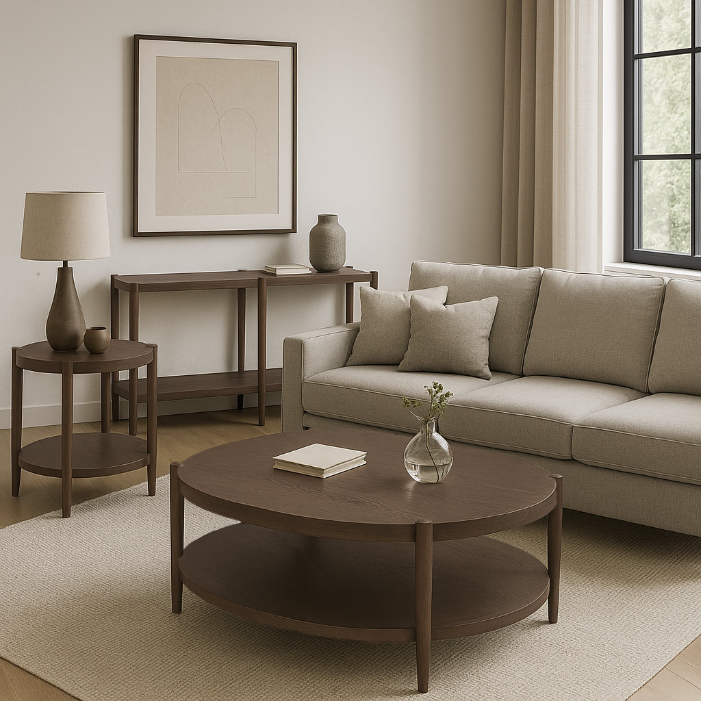 Reece 48" Round Coffee Table, Walnut