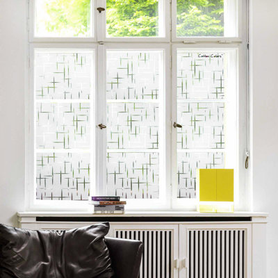Window Film Non-Adhesive Frosting Privacy Film For Glass Windows Self Static-Cling Decorative Window Cling For Home Office UV Protection Cross Pattern