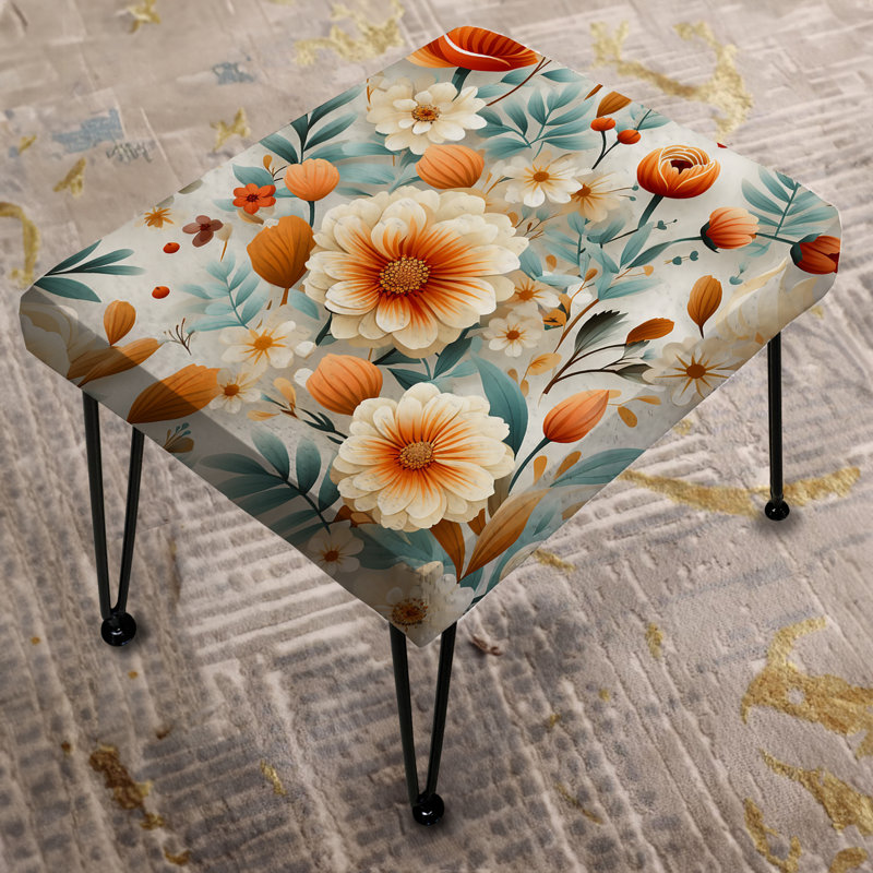 Orange Poppies Garden Serenety - Floral Rectangle Ottoman