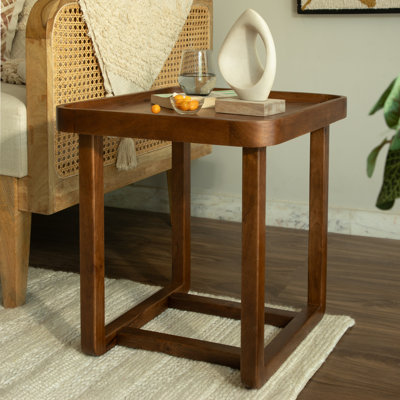 Bryan Solid Wood 20'' Wide Tray Top Accent Side Table