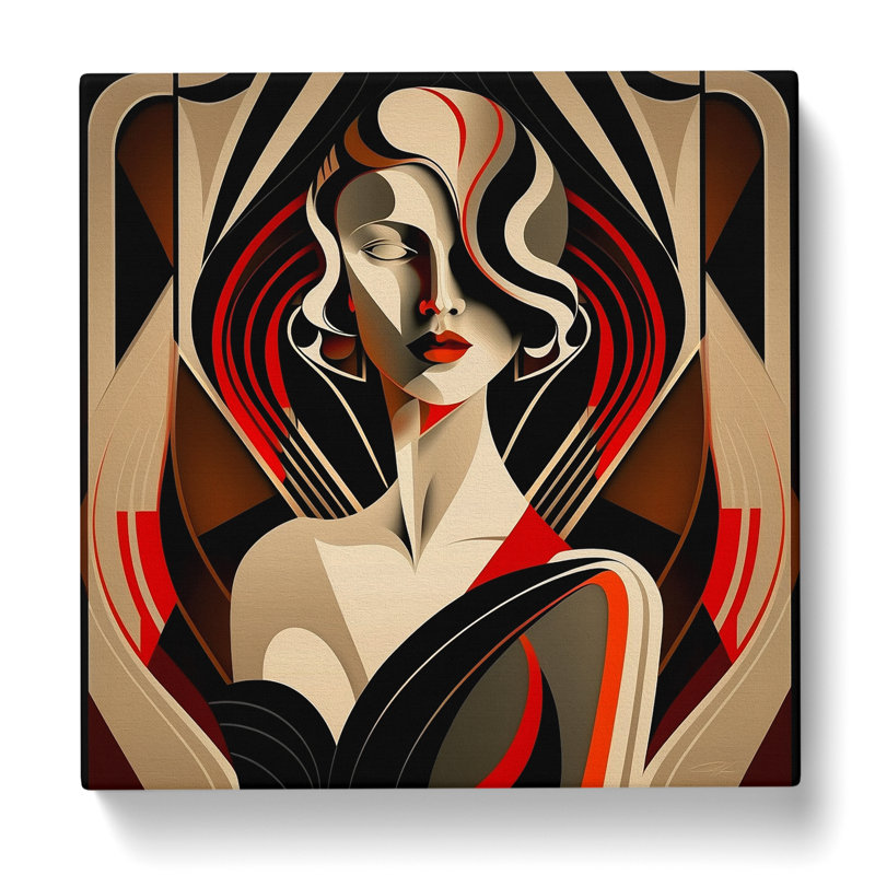 Art Deco Woman Abstract Art - Print, 50cm H x 50cm W x 3cm D