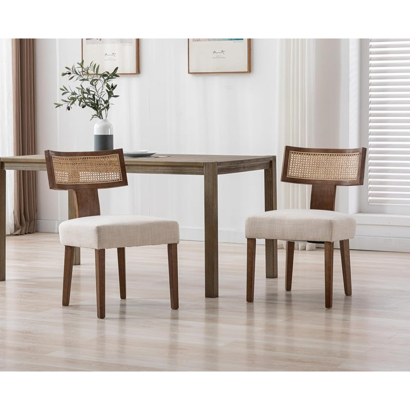 Amealia 50cm H Foam Padding Upholstered Side Chair, Natural wood