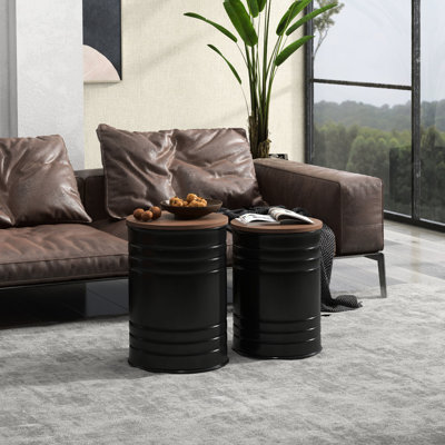 Nesting Storage Ottomans Of 2 With Lids. Theme Adornment. Hidden Removable Tops. Metal, 264 Lbs Capacity Each. 14.5" X 19" H & 12.5" 17.75" H. No Assembly Needed 2 Appeal Decor. Via Metal