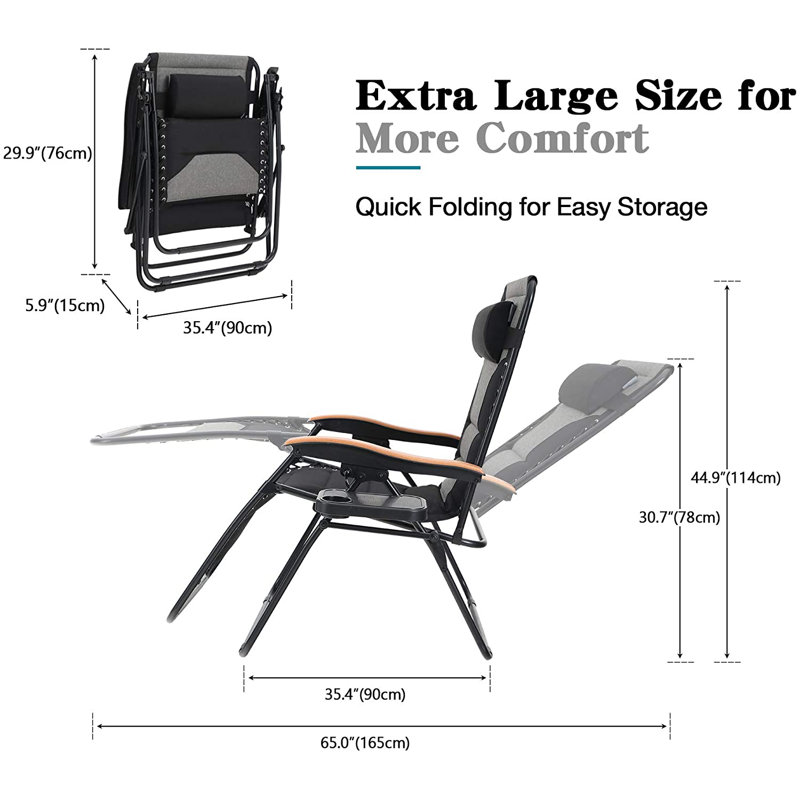 Fauteuil inclinable zéro gravité avec coussin Alexandre, Gris